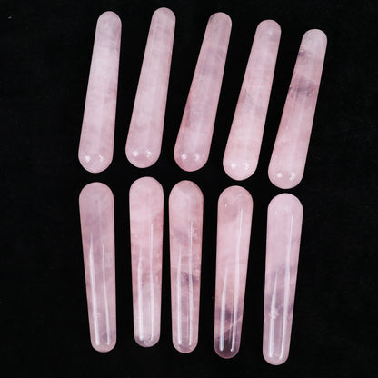100mm Rose Quartz Hand Carved Crystal Guasha Wand,Massage Stick