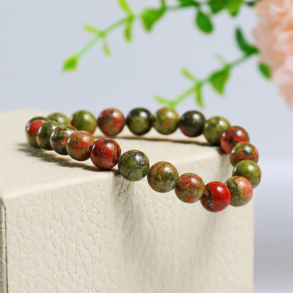 Natural Unakite Beads Bracelet,Healing Energy Bracelet,Handcrafted Gift