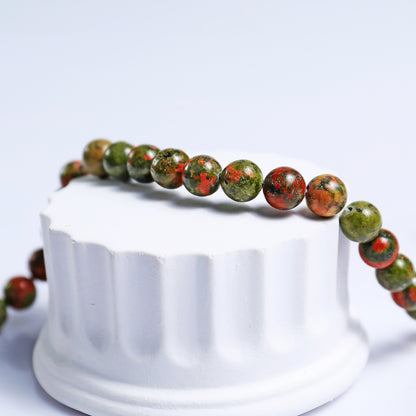 Natural Unakite Beads Bracelet,Healing Energy Bracelet,Handcrafted Gift