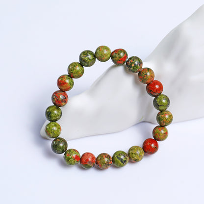 Natural Unakite Beads Bracelet,Healing Energy Bracelet,Handcrafted Gift