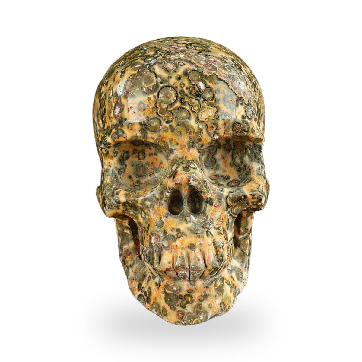 Yellow Leopard Skin Jasper crystal skull 4.5" SKH45LS01 hand carved gemstone