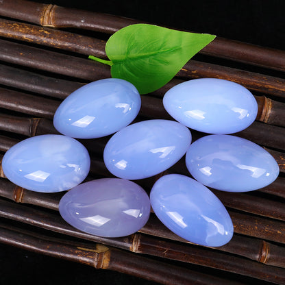 Natural Semi-Precious Blue Chalcedony Crystal Crafts Polished Yoni Eggs for Healing