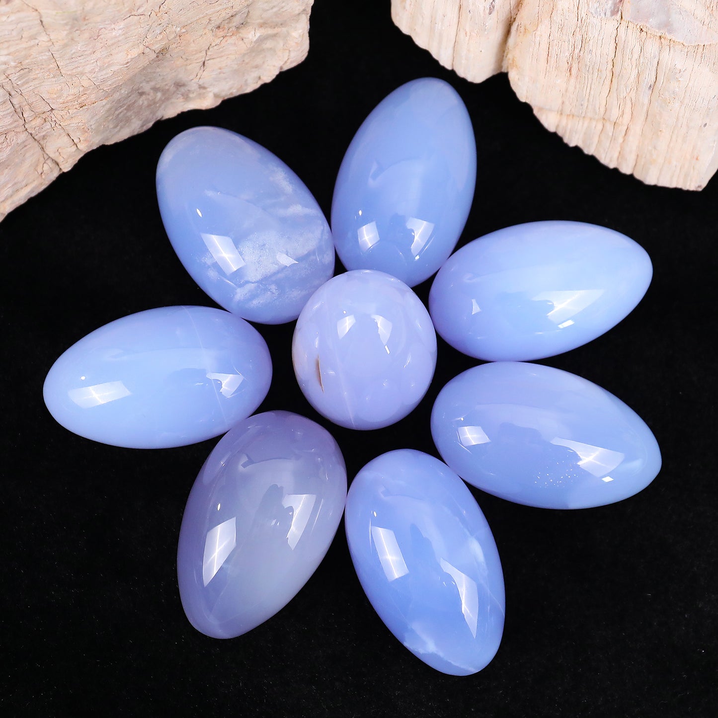 Natural Semi-Precious Blue Chalcedony Crystal Crafts Polished Yoni Eggs for Healing