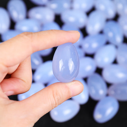 Natural Semi-Precious Blue Chalcedony Crystal Crafts Polished Yoni Eggs for Healing